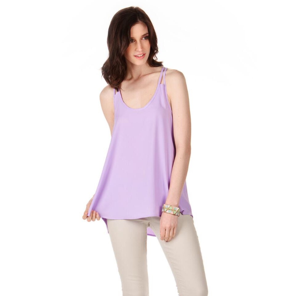 Francesca’s Unique Lilac Racerback Flowy Tank